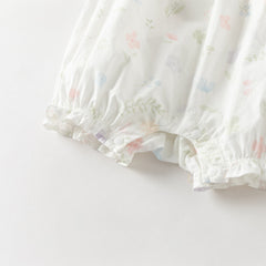 Dave&Bella Summer Baby Girls White Print Cotton Breathable Comfortable Tank Romper