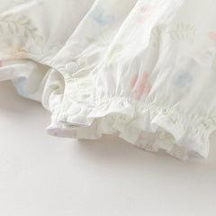 Dave&Bella Summer Baby Girls White Print Cotton Breathable Comfortable Tank Romper