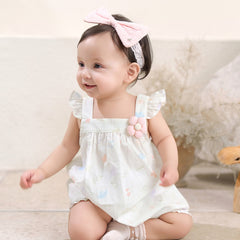 Dave&Bella Summer Baby Girls White Print Cotton Breathable Comfortable Tank Romper