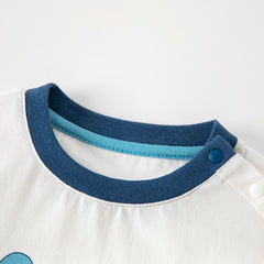 Dave&Bella Boys Spring Dinosaur Cartoon Print Cotton T Shirts