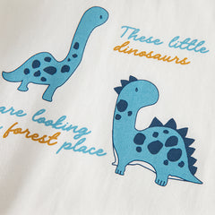 Dave&Bella Boys Spring Dinosaur Cartoon Print Cotton T Shirts