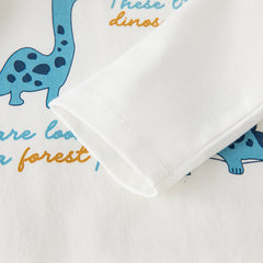 Dave&Bella Boys Spring Dinosaur Cartoon Print Cotton T Shirts
