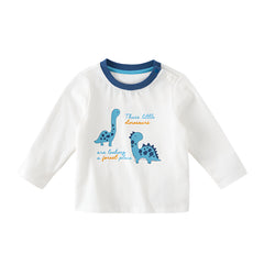 Dave&Bella Boys Spring Dinosaur Cartoon Print Cotton T Shirts