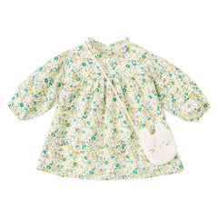 Dave&Bella Toddler Girls Green Floral Print Cotton Cute A-line Dress