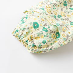 Dave&Bella Toddler Girls Green Floral Print Cotton Cute A-line Dress