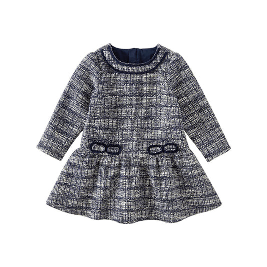 Dave&Bella Toddler Girls Autumn Classic Blue White Striped Princess Dress