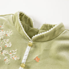 Dave&Bella Toddler Girls Autumn Chinese-style Green Mesh Birthday Dress