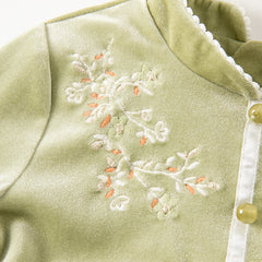 Dave&Bella Toddler Girls Autumn Chinese-style Green Mesh Birthday Dress