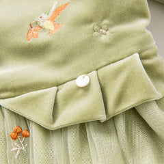 Dave&Bella Toddler Girls Autumn Chinese-style Green Mesh Birthday Dress