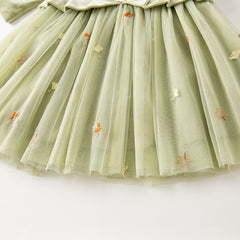 Dave&Bella Toddler Girls Autumn Chinese-style Green Mesh Birthday Dress