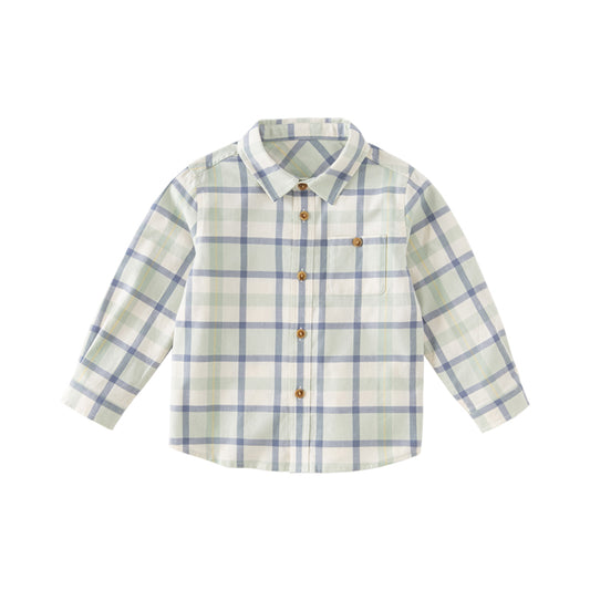 Dave&Bella Boys Spring Cotton Fashion Formal Plaid Shirt Top