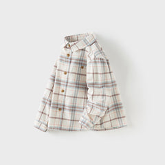 Dave&Bella Boys Autumn Cotton Fashion Formal Plaid Shirt Top