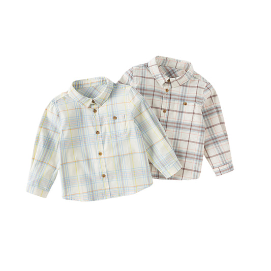 Dave&Bella Boys Autumn Cotton Fashion Formal Plaid Shirt Top