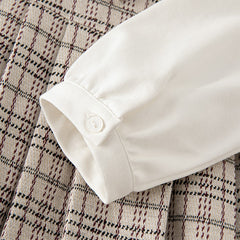 Dave&Bella Toddler Girls Autumn Khaki Plaid Long Sleeve College-style A-line Dress