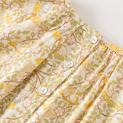 Dave&Bella Toddler Girls Beige Floral Print Cotton Princess Dress