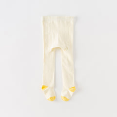 Dave&Bella Girls Autumn Beige Yellow Flower Print Footed Tights Leggings