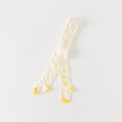 Dave&Bella Girls Autumn Beige Yellow Flower Print Footed Tights Leggings