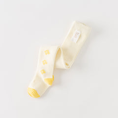 Dave&Bella Girls Autumn Beige Yellow Flower Print Footed Tights Leggings