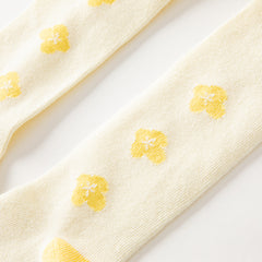 Dave&Bella Girls Autumn Beige Yellow Flower Print Footed Tights Leggings