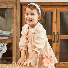 Dave&Bella Toddler Girls Spring Cotton Floral Print Sweet Dress(wallet bag)