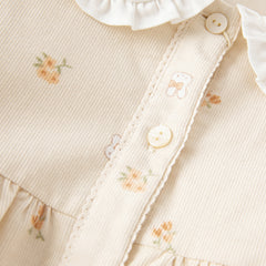 Dave&Bella Toddler Girls Spring Cotton Floral Print Sweet Dress(wallet bag)