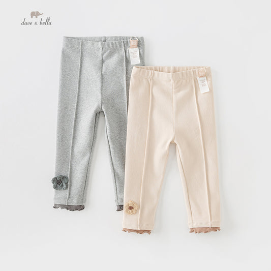 Dave&Bella Girls Lace Trim Cotton Leggings