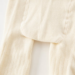 Dave&Bella Girls Autumn Beige/Grey Knit Flower Footed Tights Leggings