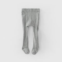 Dave&Bella Girls Autumn Beige/Grey Knit Flower Footed Tights Leggings