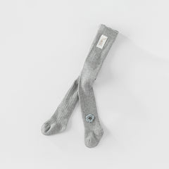 Dave&Bella Girls Autumn Beige/Grey Knit Flower Footed Tights Leggings