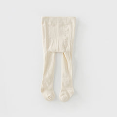 Dave&Bella Girls Autumn Beige/Grey Knit Flower Footed Tights Leggings