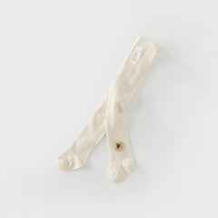 Dave&Bella Girls Autumn Beige/Grey Knit Flower Footed Tights Leggings