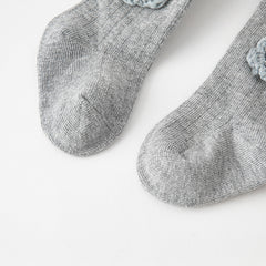 Dave&Bella Girls Autumn Beige/Grey Knit Flower Footed Tights Leggings