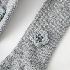 Dave&Bella Girls Autumn Beige/Grey Knit Flower Footed Tights Leggings