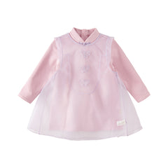 Dave&Bella Toddler Girls Autumn Sweet Chinese-style Mesh Two-pieces Dress