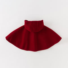 Dave&Bella Toddler Autumn Girls Red Shawl Outdoor Windproof Hooded Capes Coats