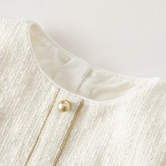 Dave&Bella Toddler Girls Autumn Beige Noble Cute A-line Mesh Dress (wallet bag)