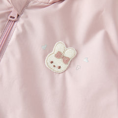 Dave&Bella Girls Spring/Autumn Sweet Purple Rabbit Ears Hooded Jacket(wallet bag)