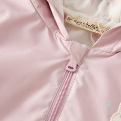 Dave&Bella Girls Spring/Autumn Sweet Purple Rabbit Ears Hooded Jacket(wallet bag)