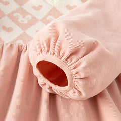 Dave&Bella Toddler Girls Autumn Cute Grey Pink Versatile A-line Dress