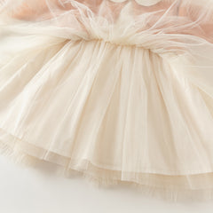 Dave&Bella Toddler Girls Autumn Charming Orange Pink Knit Sweater Mesh A-line Dress