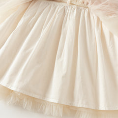 Dave&Bella Toddler Girls Autumn Charming Orange Pink Knit Sweater Mesh A-line Dress