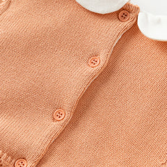 Dave&Bella Toddler Girls Autumn Charming Orange Pink Knit Sweater Mesh A-line Dress