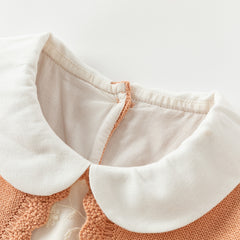 Dave&Bella Toddler Girls Autumn Charming Orange Pink Knit Sweater Mesh A-line Dress