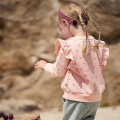 Dave&Bella Girls Spring Adorable Pink Floral Printed Sweatshirt Tops