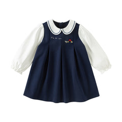 Dave&Bella Toddler Girls Autumn Navy Blue Princess A-line Dress