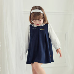 Dave&Bella Toddler Girls Autumn Navy Blue Princess A-line Dress