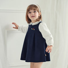 Dave&Bella Toddler Girls Autumn Navy Blue Princess A-line Dress