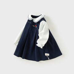 Dave&Bella Toddler Girls Autumn Navy Blue Princess A-line Dress