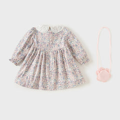 Dave&Bella Toddler Girls Spring Princess Floral Dress(wallet bag)