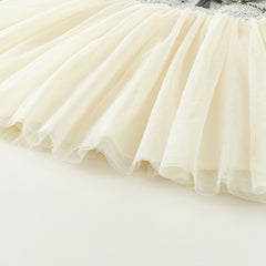 Dave&Bella Toddler Girls Autumn Grey Adorable Mesh Princess Dress(wallet bag)